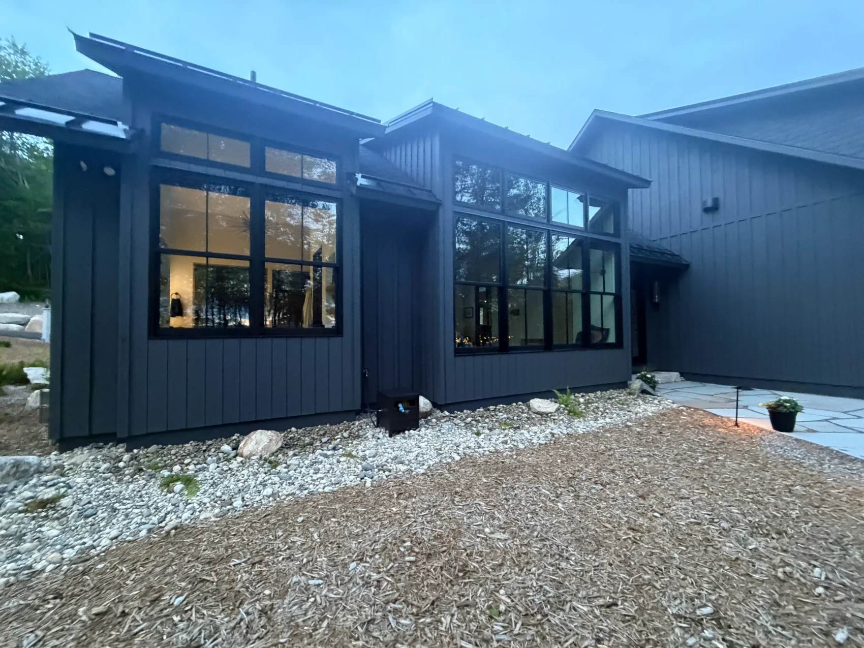 A modern Maine home with large windows, cleaned inside and out